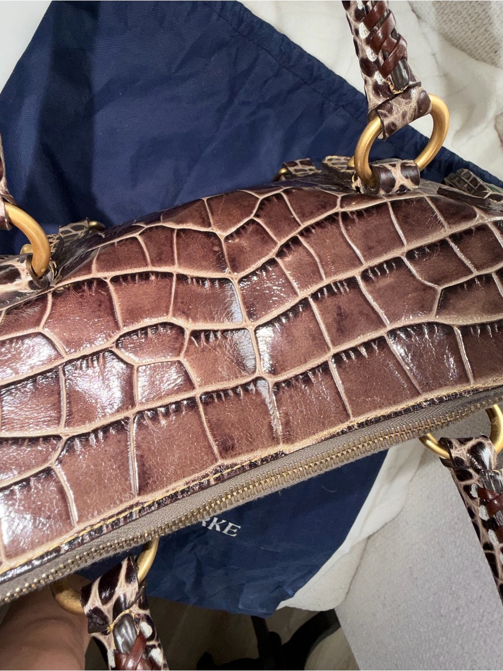 Dooney & Bourke Brown Croc-Embossed Leather Florentine Satchel - Picture 13 of 16